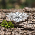1.0CT~5.0CT Round cut Lab Grown Diamond Cluster Engagement Ring