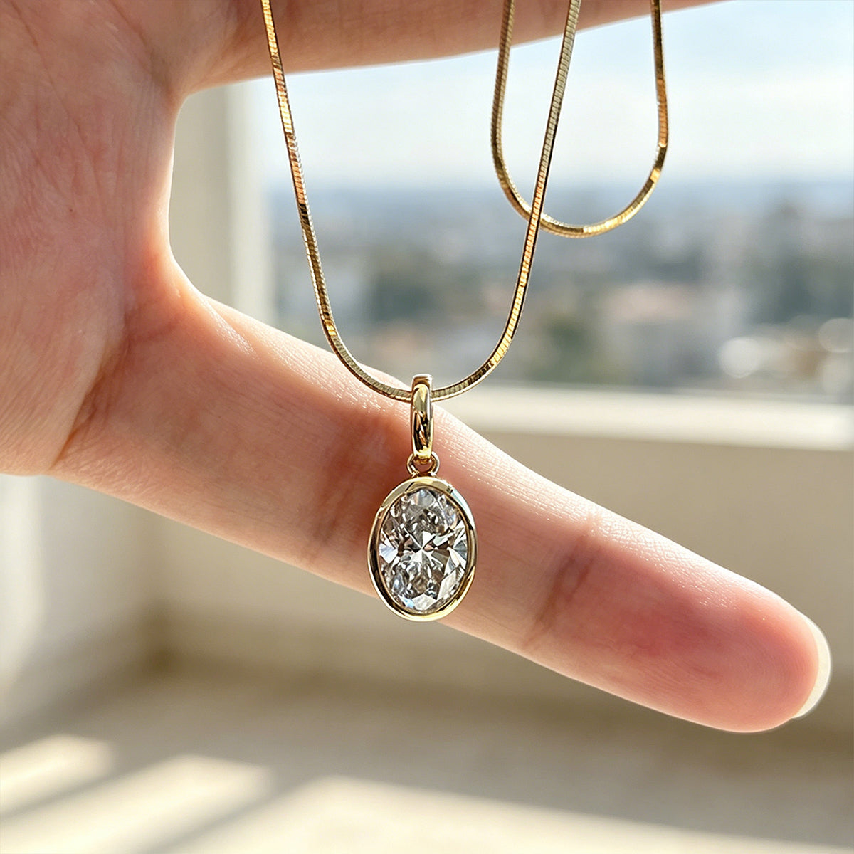 2.0 Carat Oval Cut Lab grown diamond Pendant Necklace