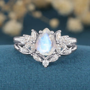 Pear cut Moonstone Wedding Bridal Set