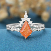 Kite Cut Sunstone Wedding Bridal Set