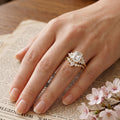 1.0CT~5.0CT Emerald cut Lab grown Diamond Cluster Engagement Ring Set