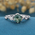 Inspired Hexagon Cut Natural Green Moss Agate  Engagement Ring