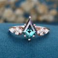 Kite cut Lab Alexandrite Solid Gold Engagement Ring