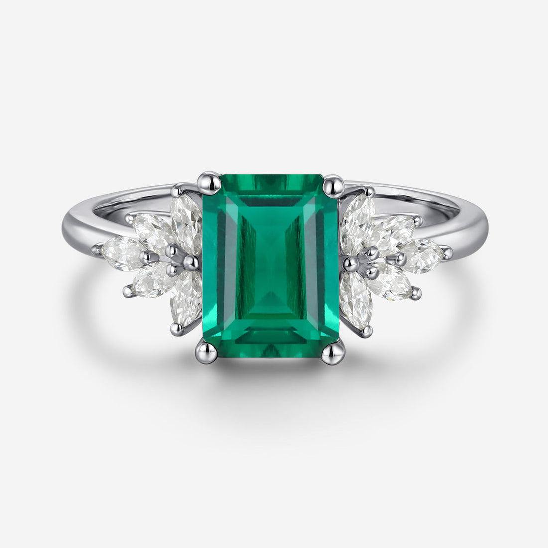 1.7Ctw  Emerald cut Lab Emerald Engagement Ring