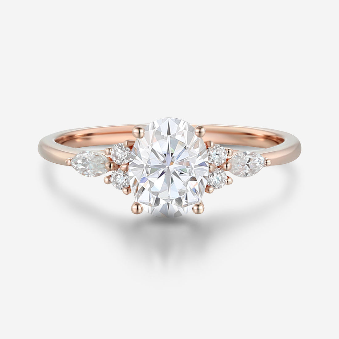 Oval cut Moissantie Cluster Engagement ring