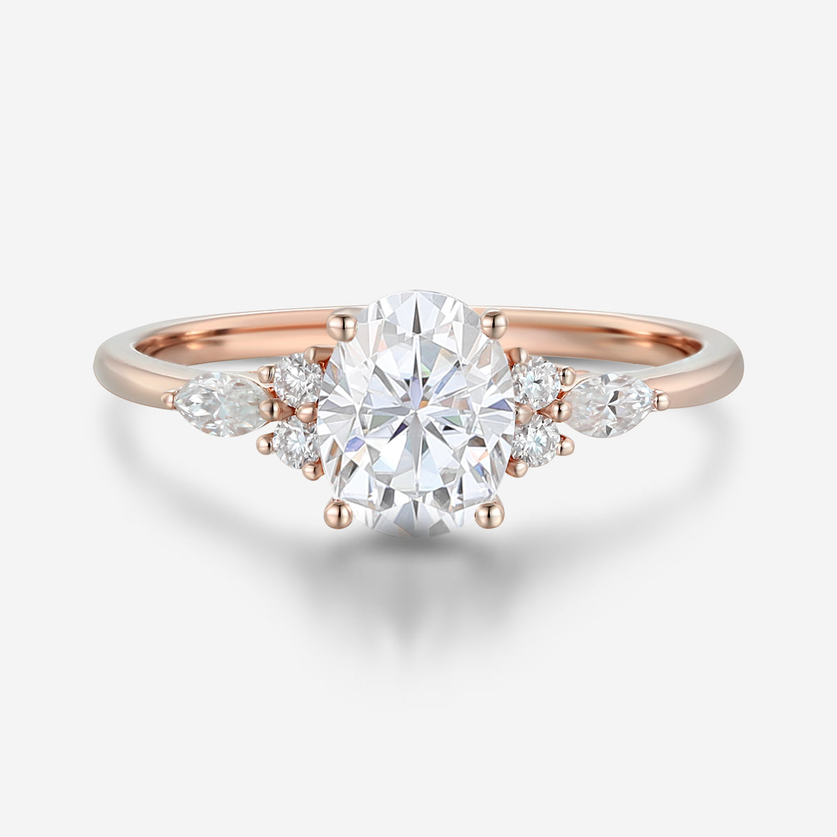 Oval cut Moissantie Cluster Engagement ring