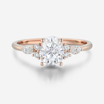Oval cut Moissantie Cluster Engagement ring