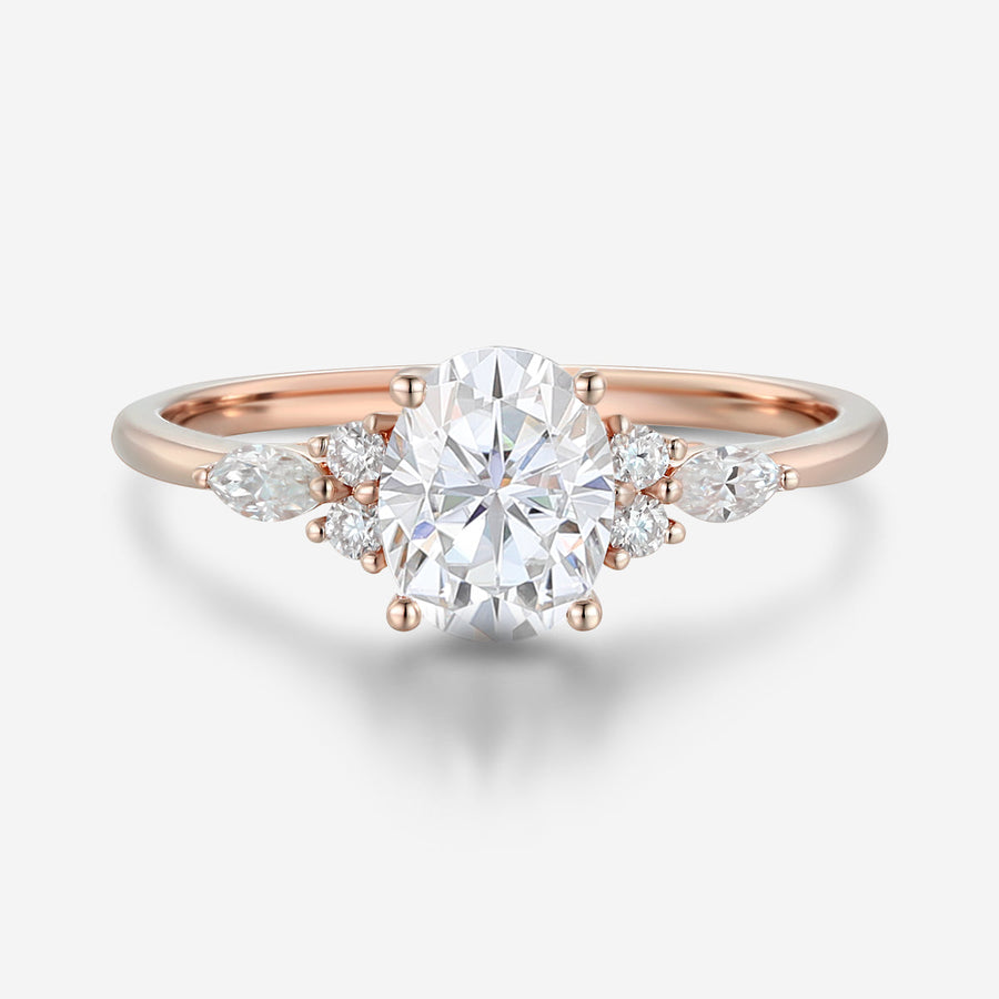 Oval cut Moissantie Cluster Engagement ring