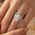 1.0CT~5.0CT Pear cut Lab Grown Diamond Cluster Ring Set, Minimalist Everyday Stackable Seta