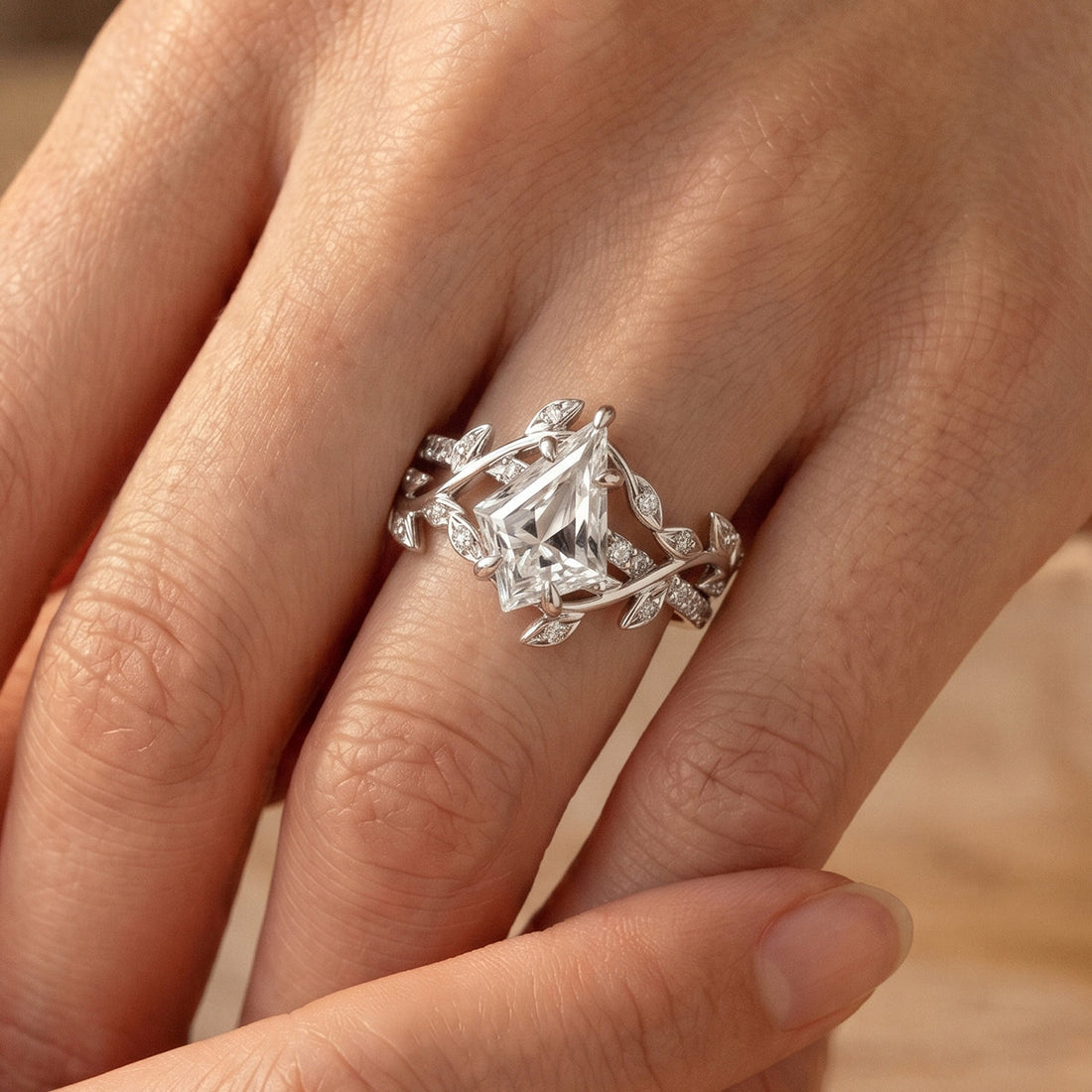 Nature Inspired 1.0CT~3.0CT IGI Kite cut Diamond Engagement Ring