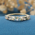 Baguette Moss Agate Matching Moissanite | Diamond Half Eternity Wedding Band