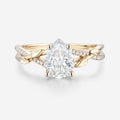 Nature Inspired Pear cut Moissanite Leaf Gold Engagement Ring