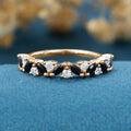 Black Onyx Matching Moissanite | Diamond Half Eternity Wedding Band