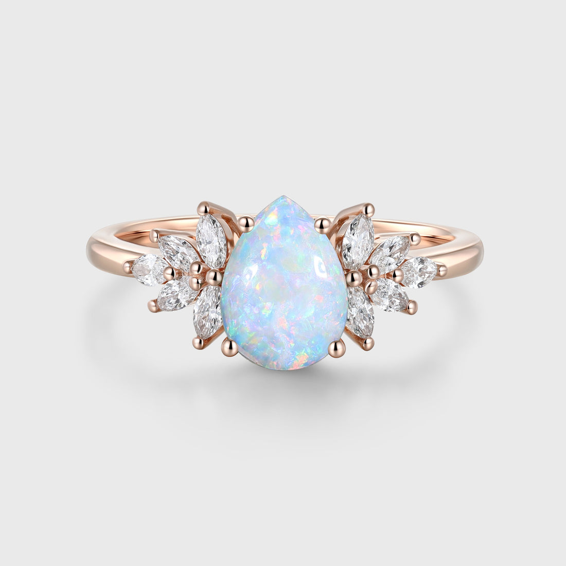 Pear cut Opal Cluster Engagement ring