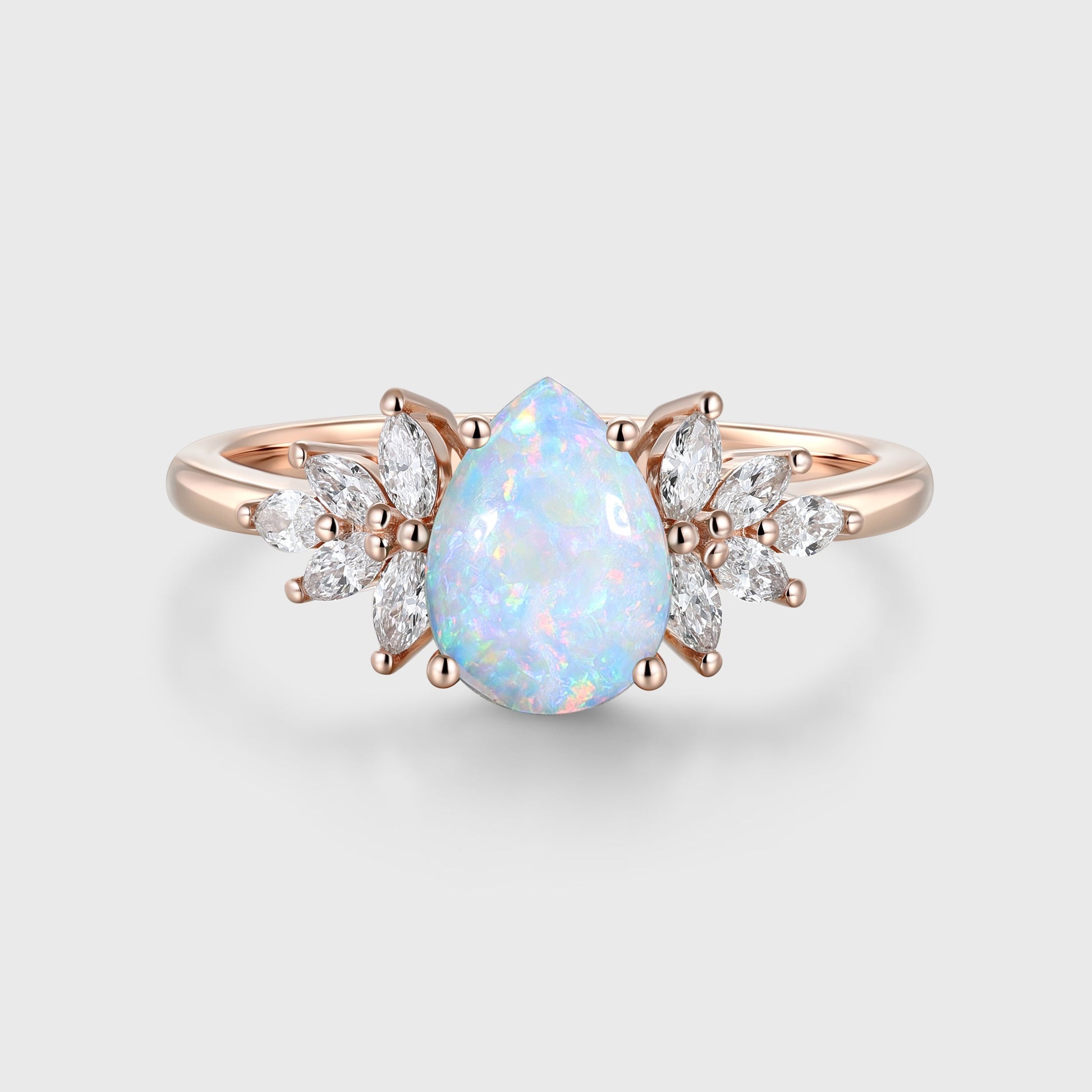 Pear cut Opal Cluster Engagement ring