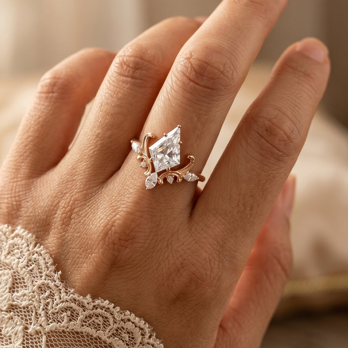 Vintage 1.0CT~3.0CT Kite cut Lab grown Diamond Engagement Ring