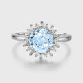 Round cut Aquamarine Halo Engagement Ring