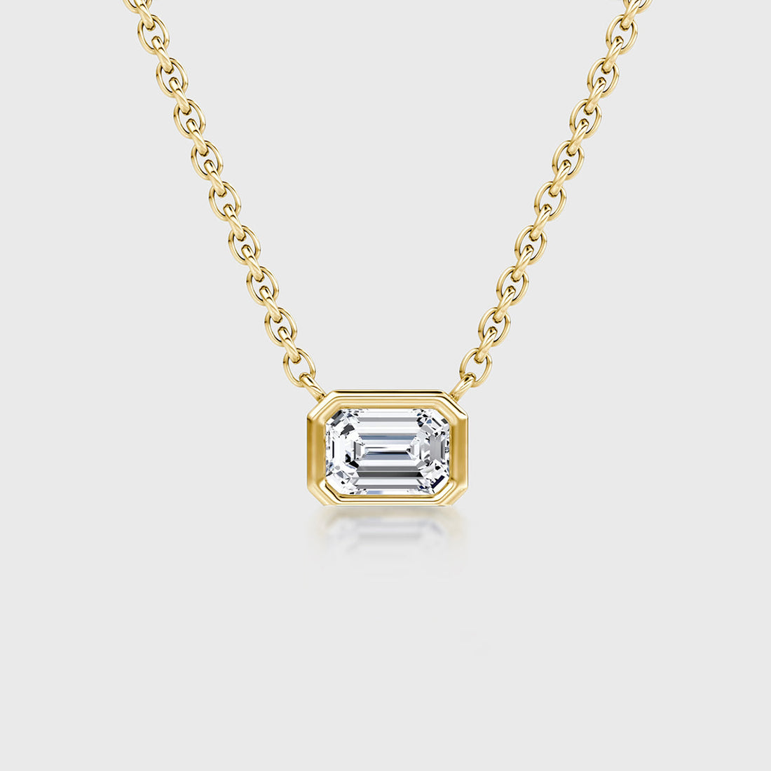 1.0 Carat Emerald Cut Lab grown diamond Pendant Necklace