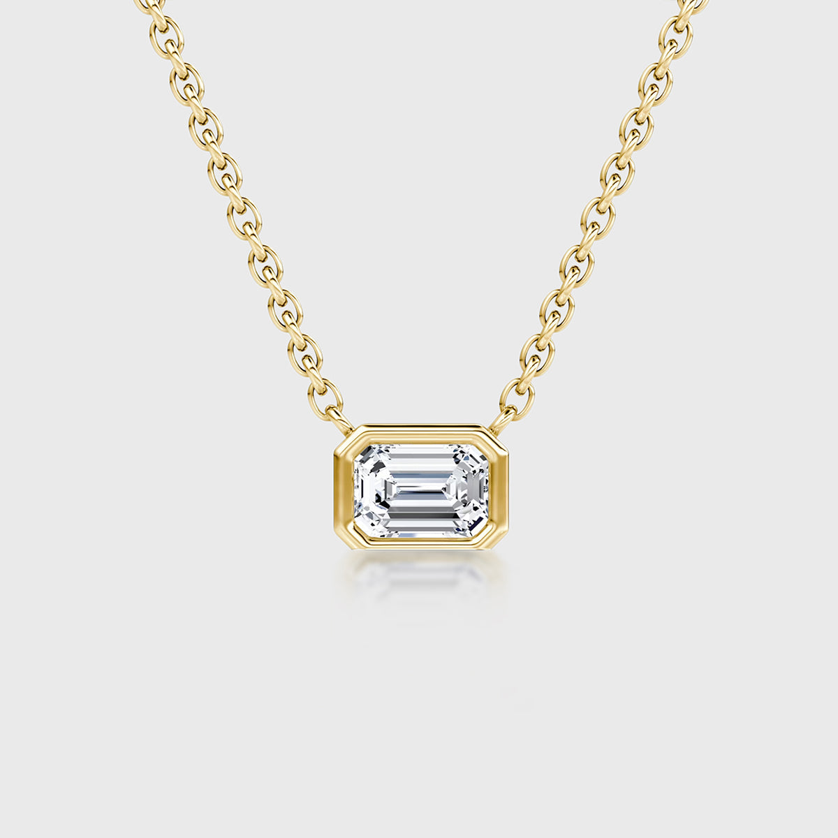 1.0 Carat Emerald Cut Lab grown diamond Pendant Necklace