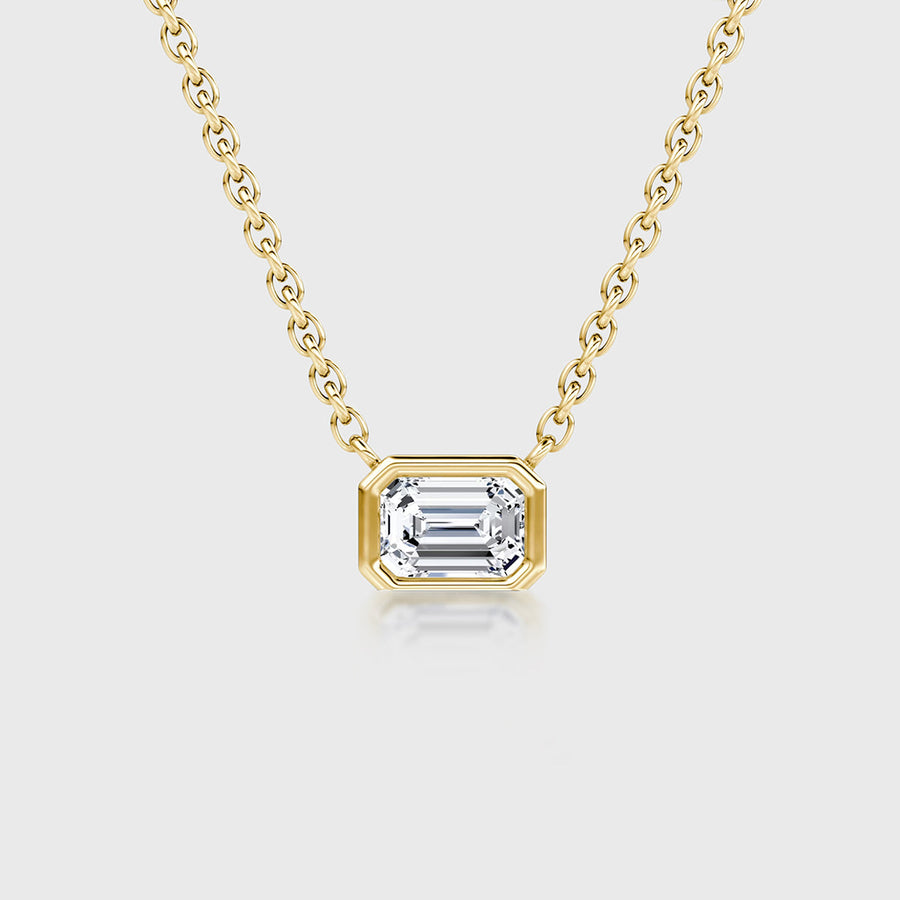 1.0 Carat Emerald Cut Lab grown diamond Pendant Necklace