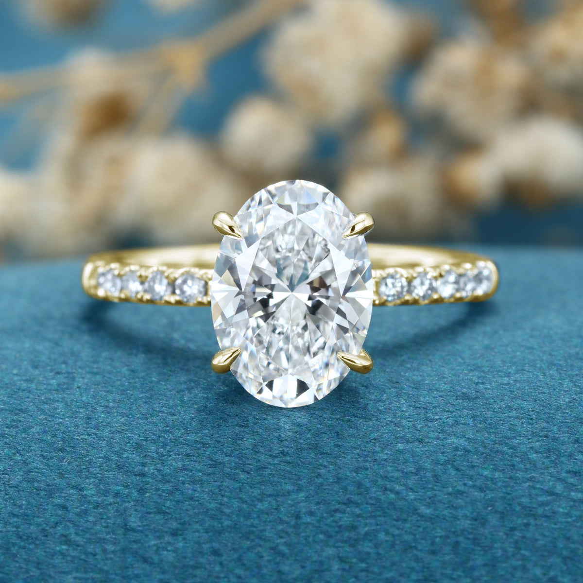 3.0Carat Oval cut Lab-grown diamond Solid gold Engagement Ring