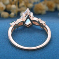7x10mm Kite cut Moonstone Nature Inspired Engagement Ring
