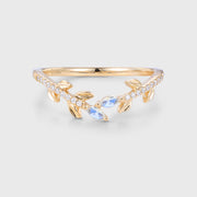 Marquise cut Moonstone Curved Wedding Band