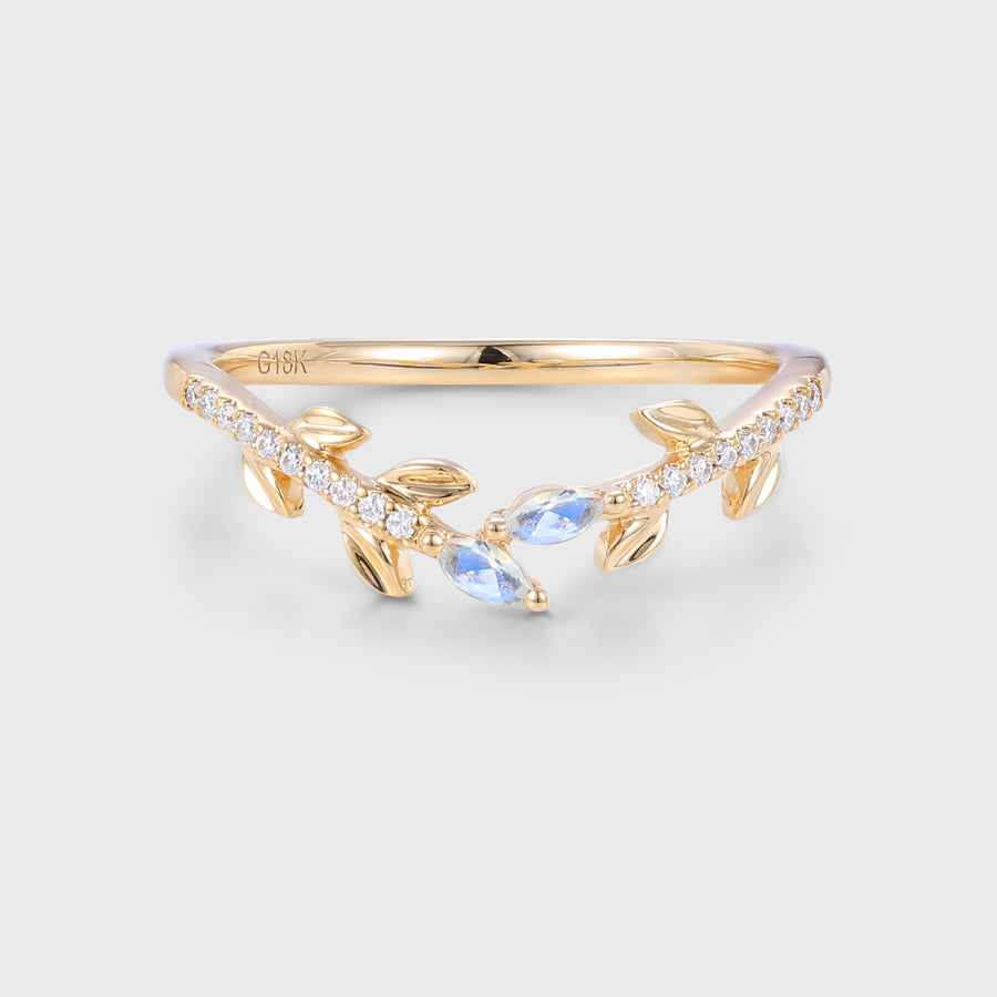 Marquise cut Moonstone Curved Wedding Band