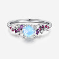 Round cut Moonstone Cluster Engagement ring