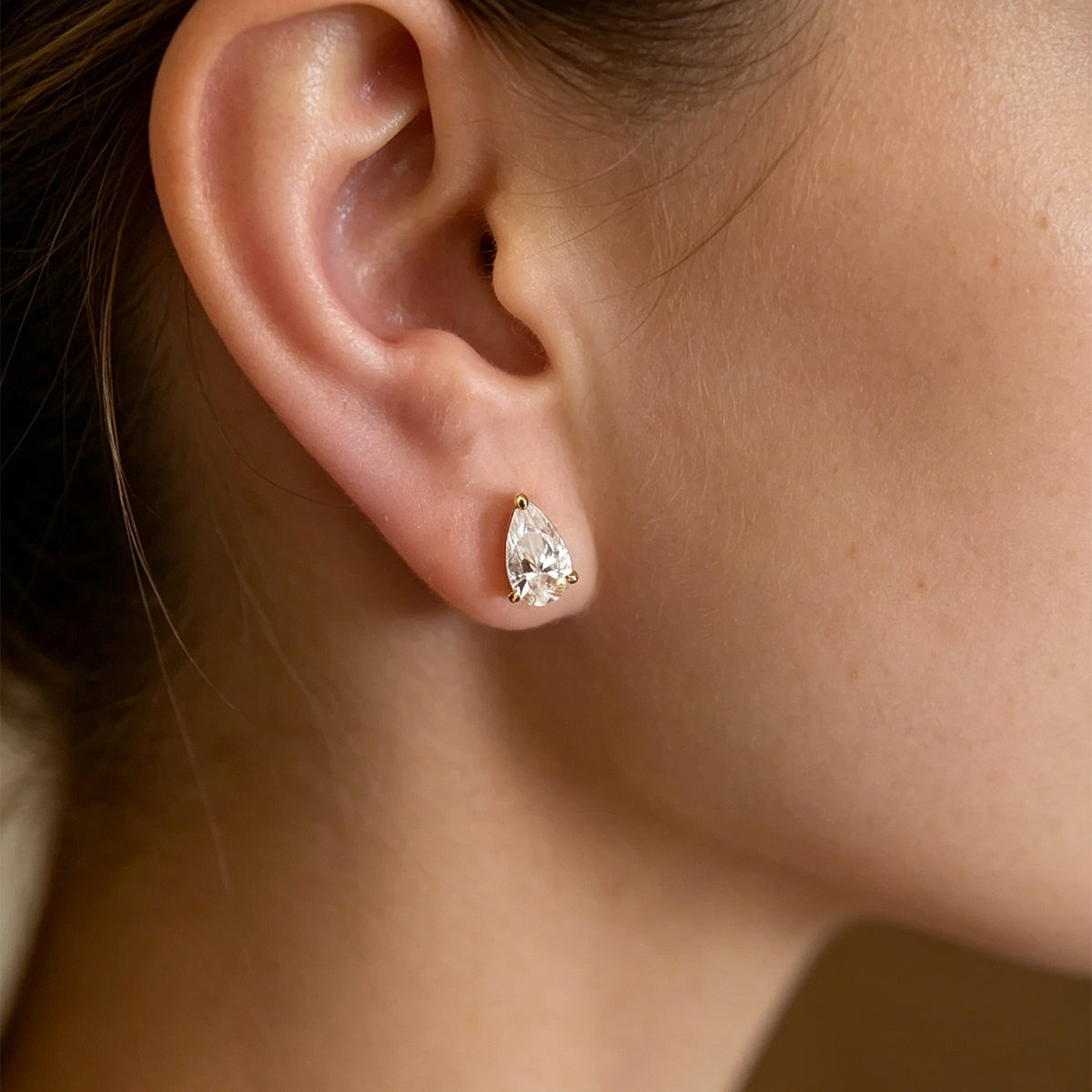 Pear Moissanite Minimalist Studs Earrings Set