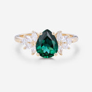 1.2 Carat pear cut Lab Emerald Engagement Ring