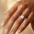 1.0CT~5.0CT Bezel setting Emerald cut Lab grown Diamond Half Eternity Sold Gold Engagement Ring