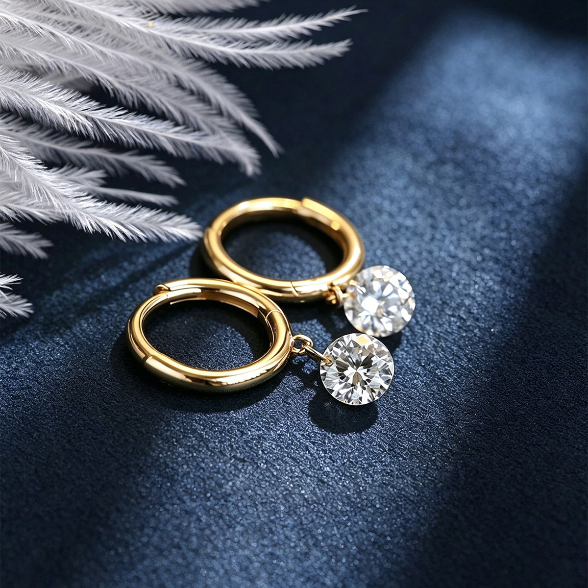 Round Lab grown Diamonds Hoop Earrings Set