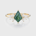 Nature Inspired Kite cut Moss Agate Leaf Gold Ring