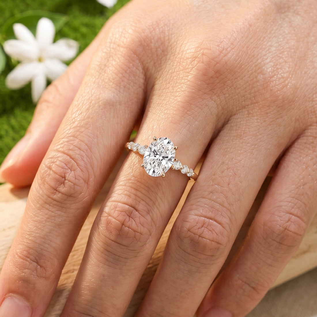 1.5Carat Oval Shaped Lab grown Diamond Engagement Ring
