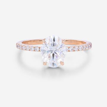 1.5Carat Oval cut Moissanite half eternity Engagement ring