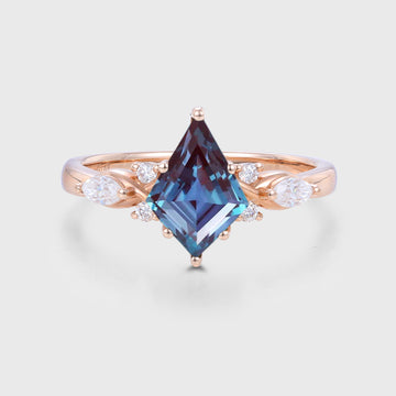 Kite Cut Alexandrite Cluster Engagement Ring