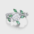 Nature Inspired Round cut Moissanite | Natural Emeralds Gold Engagement Ring