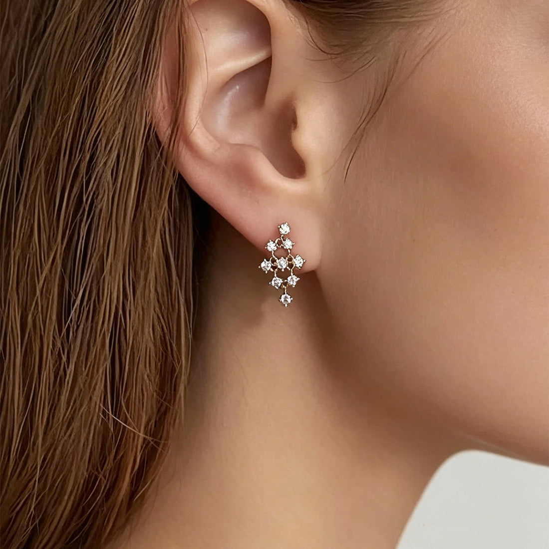 Round Lab grown Diamond Drop Earrings Set