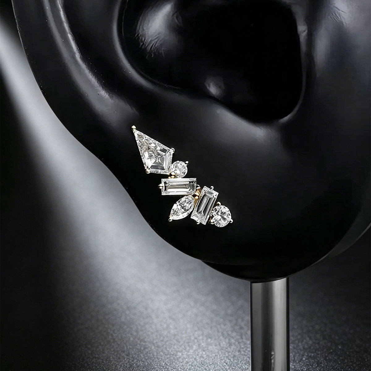 Multi Shape Lab grown Diamonds Antique Cluster Drop Earrings Set