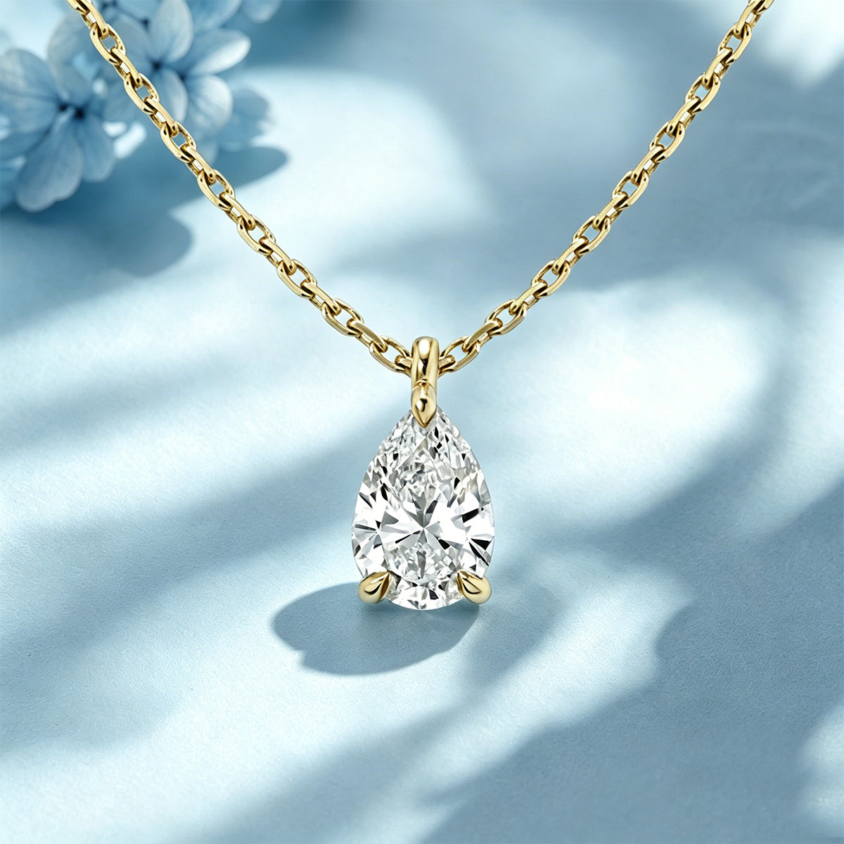 1.0Carat Pear Cut Lab grown diamond Pendant Necklace