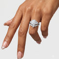 1.0CT~5.0CT Emerald cut Lab grown Diamond Cluster Engagement Ring Set