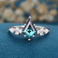 Kite cut Lab Alexandrite Solid Gold Engagement Ring