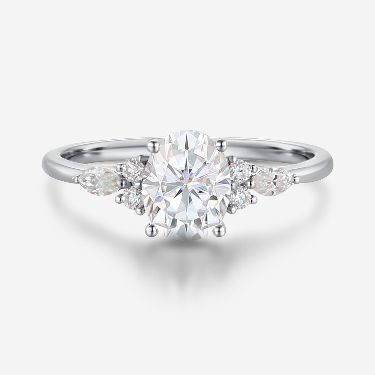 Oval cut Moissantie Cluster Engagement ring