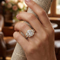 1.0CT~5.0CT Emerald cut Lab grown Diamond Cluster Engagement Ring Set