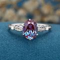Oval cut Lab Alexandrite Solid Gold Engagement Ring