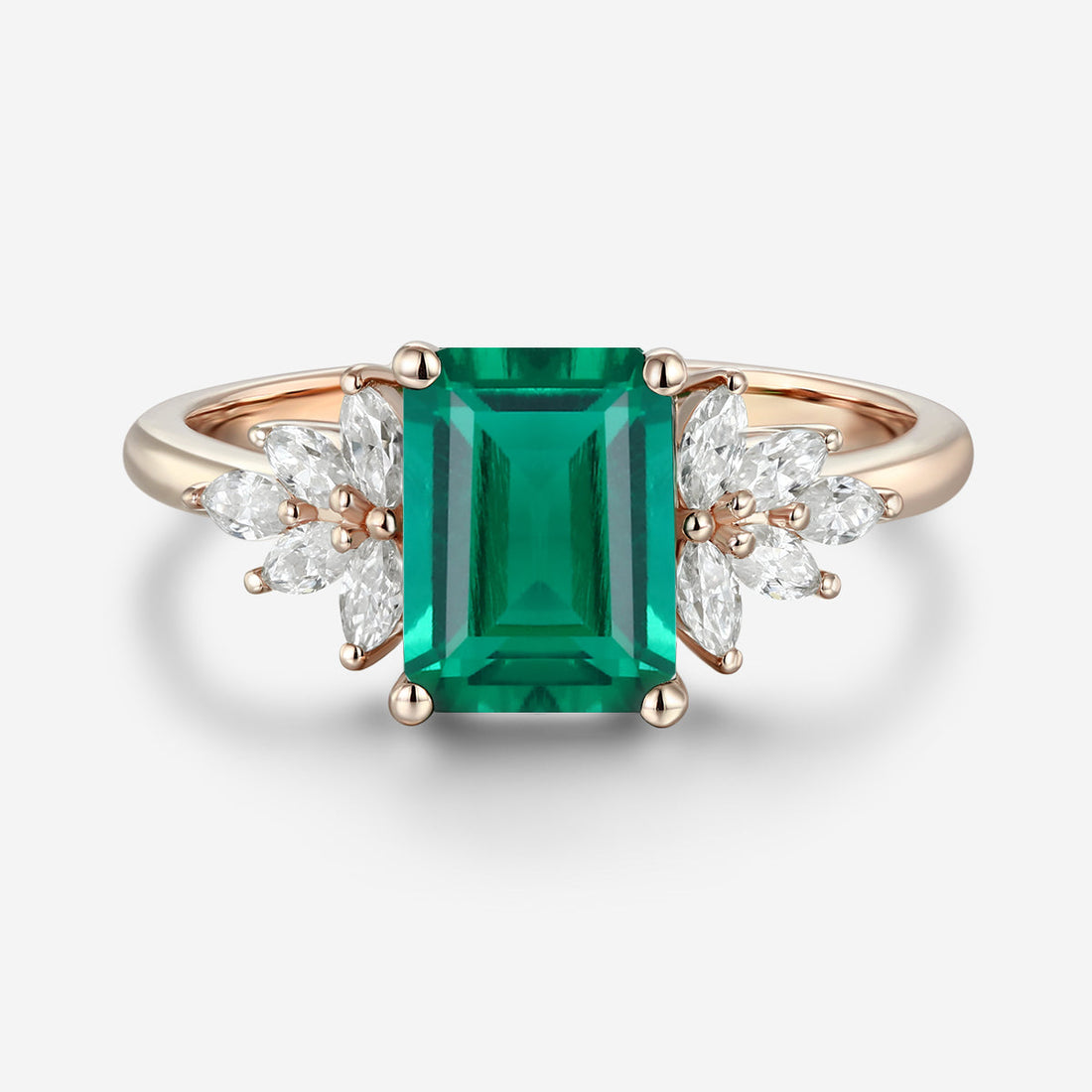 1.7Ctw  Emerald cut Lab Emerald Engagement Ring