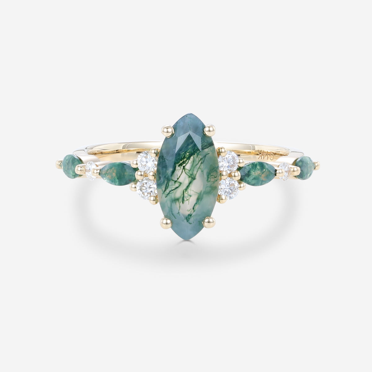 Marquise cut Moss Agate Matching Moss Agate |  Diamonds Gold Engagement Ring