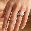 1.0CT~5.0CT Pear cut Lab Grown Diamond Cluster Engagement Ring Set