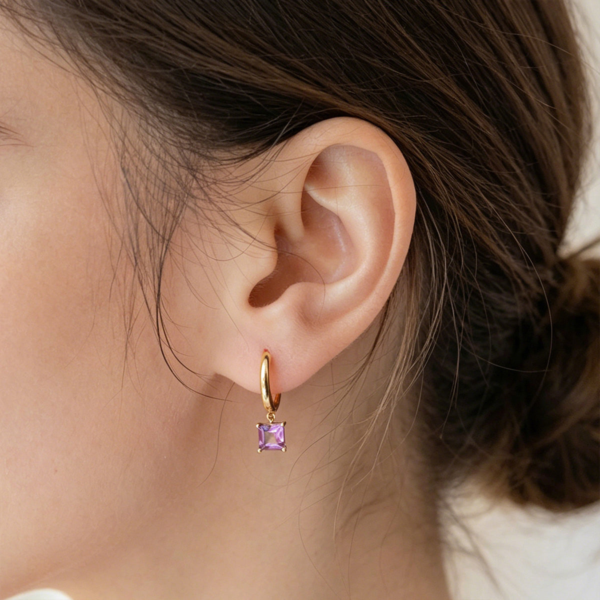 Princess cut Lab Grown Diamond Hoop Earrings Set